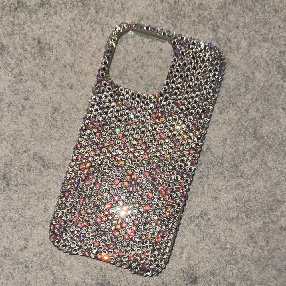 iPhone 15 Pro Max Crystal Rhinestone Phone Case - Silver